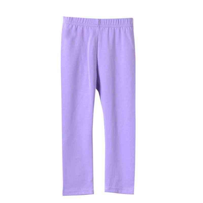 Pige bukser blød elastik, bomulds leggings, tynde bukser bukser set-1 - lysegrøn / 2t