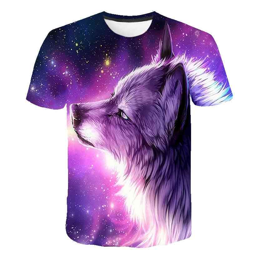 3d Wolf Cool T-shirt, Summer Fashion Short Sleeve Tops For & Set-2