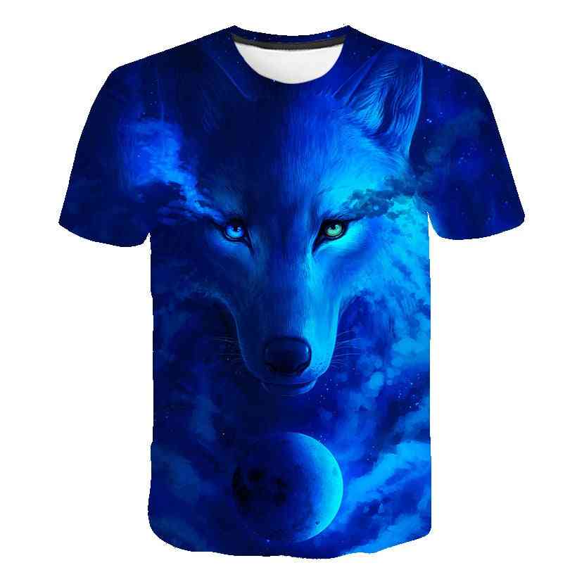 3d ulv cool t-shirt, sommer mode korte ærmer toppe til drenge og piger sæt-2