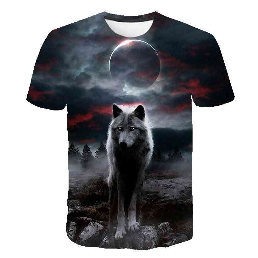 3d ulv cool t-shirt, sommer mode korte ærmer toppe til drenge og piger sæt-2
