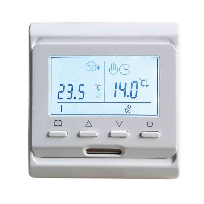 220 V-os színes LCD képernyős programozható hőmérséklet-szabályozó, elektromos padlófűtéses termosztát (e51.716)