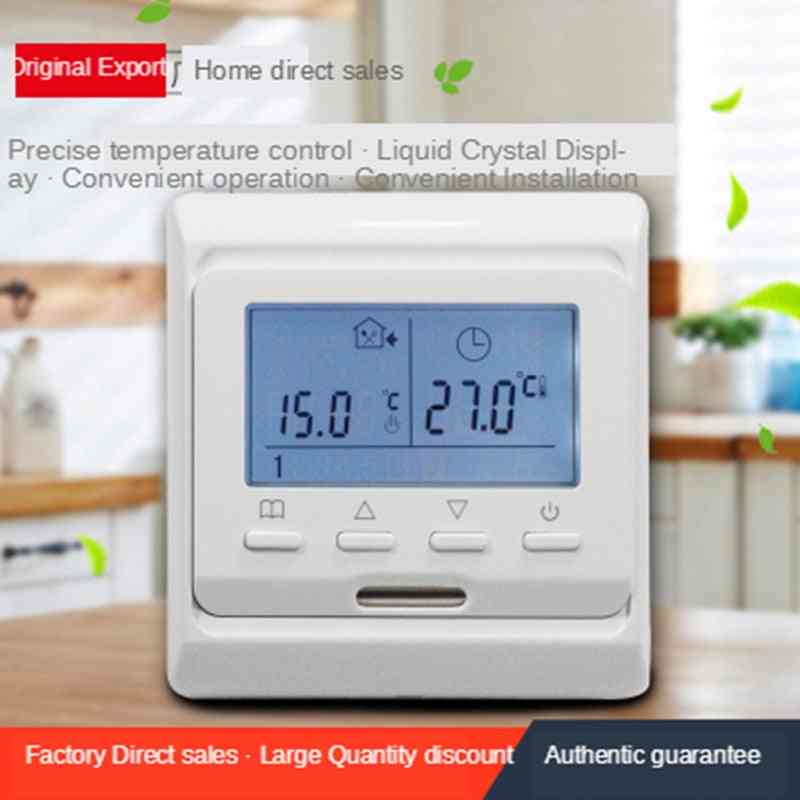 220V farverig LCD-skærm programmerbar temperaturregulator, elektrisk gulvvarme-termostat (E51.716) -