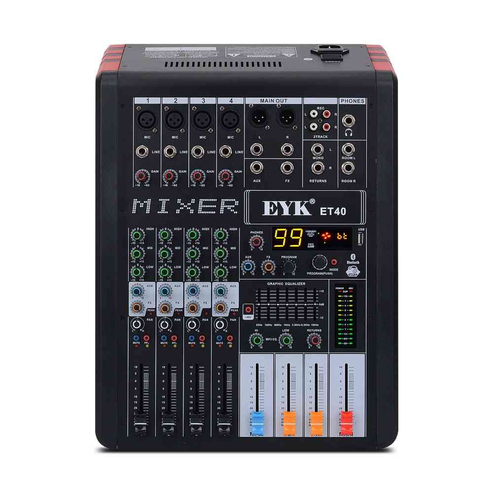 Et40 4 kanäle professioneller audio mixer dj studio 7 band äq 99dsp usb bluebooth aufnahmemischpult mit aux fx ausgang -