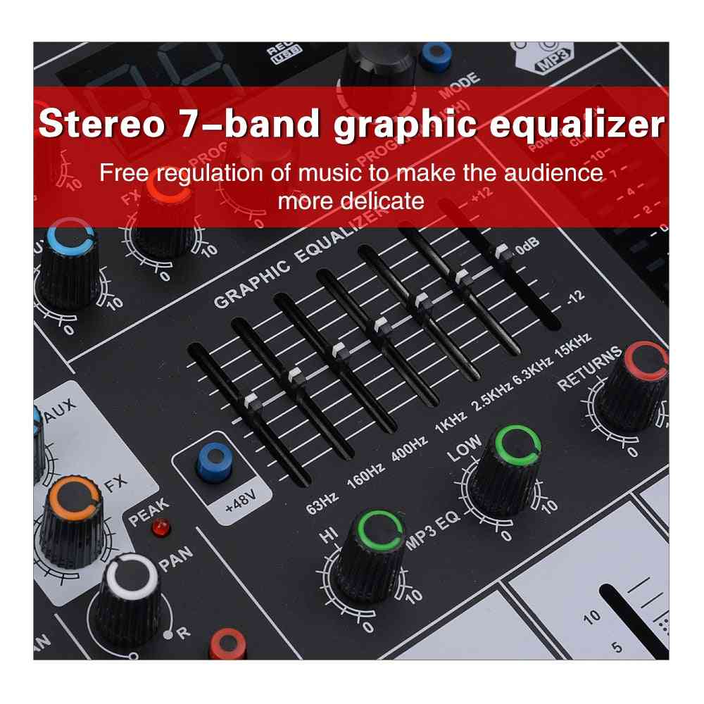 Et40 4 kanäle professioneller audio mixer dj studio 7 band äq 99dsp usb bluebooth aufnahmemischpult mit aux fx ausgang -