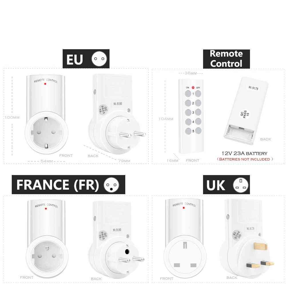 Langaton kaukosäädin, smart socket eu, uk, ranskalainen pistoke seinän pistorasiakytkin - 1 kaukosäädin 1 pistorasia / eu