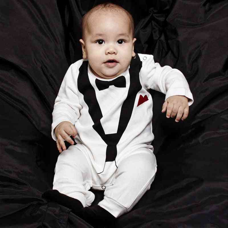 Baby Cotton Suit Set, Long Sleeve Gentlemen Style Bodysuit Romper Jumpsuit Sets