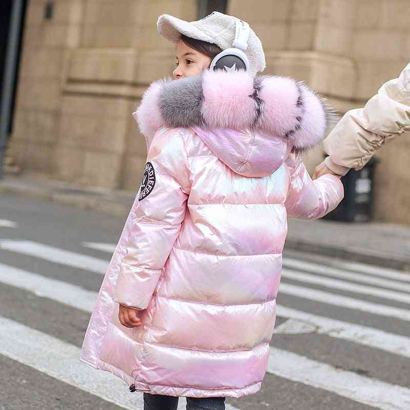 Zimní nepromokavá bunda z pravé kožešiny s kapucí pro dívky
