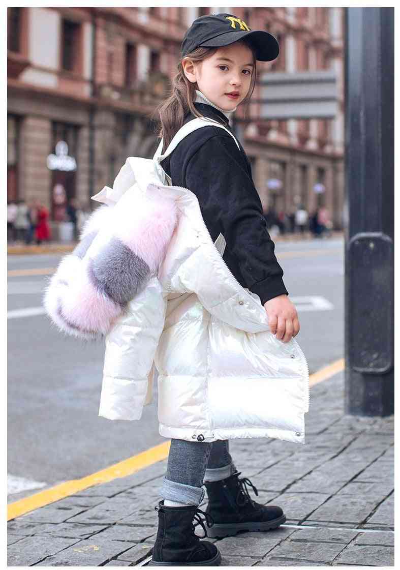 Zimní nepromokavá bunda z pravé kožešiny s kapucí pro dívky