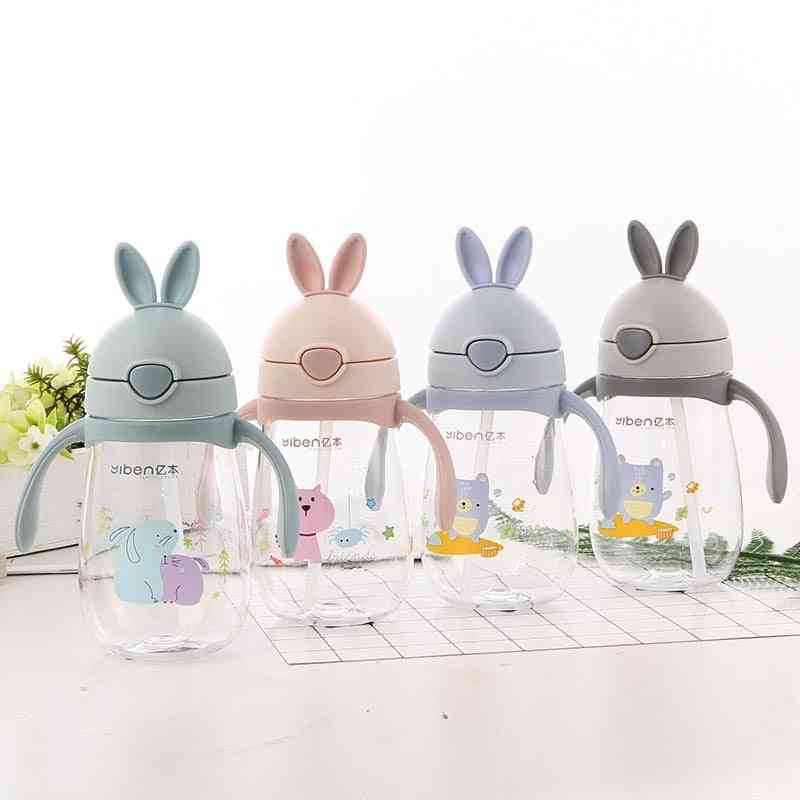 280ml Cute Rabbite Design Baby Feeding Cup Bottle With A Straw
