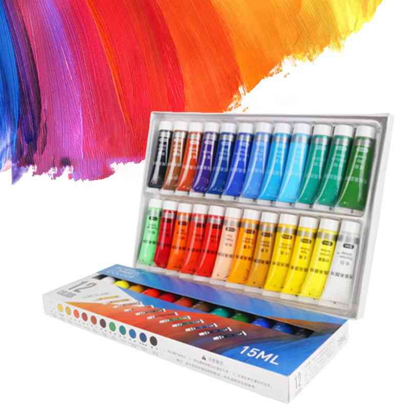 Couleurs peintures acryliques professionnelles tubes dessin pigment mur peint à la main pour artiste bricolage - 12 couleurs