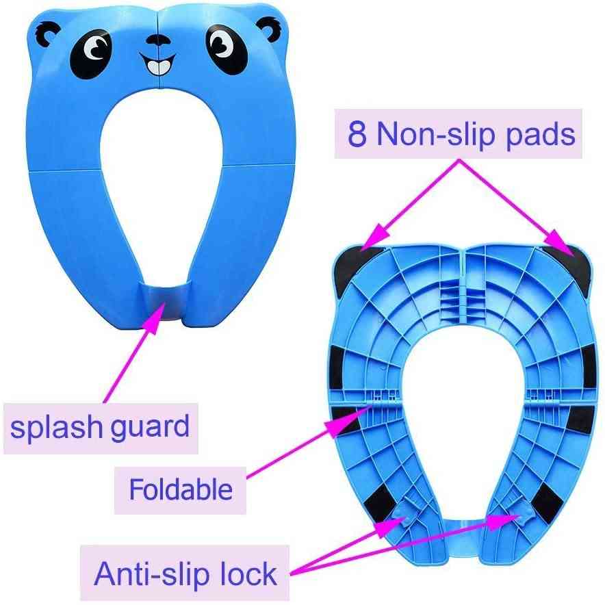 Draagbare toilettraining-stoel, peuter-pp-materiaal met draagtas en 10-pack wegwerp-toiletbrilhoezen (blauw)