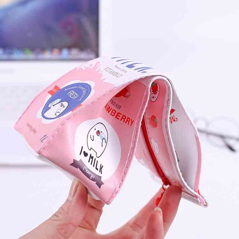 Cute Milk Shape Pen Case, Pu Waterproof Stationery Bag
