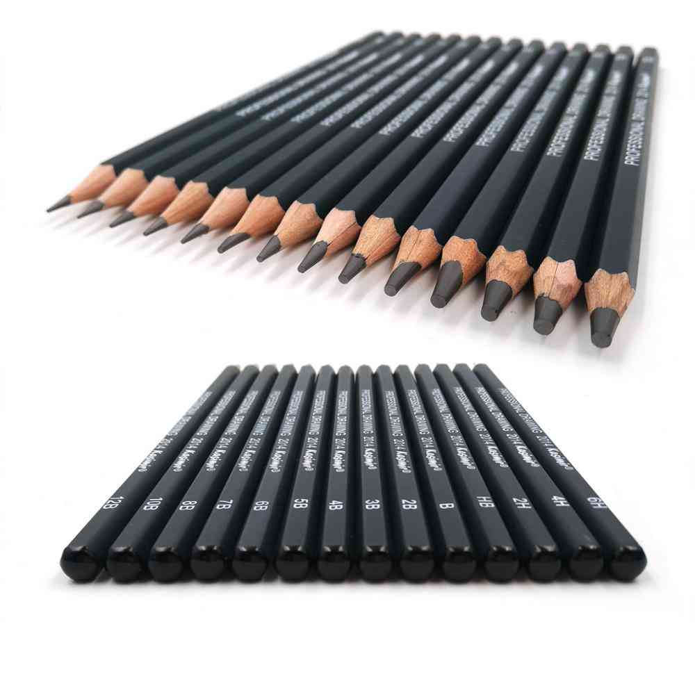 Dessin crayon ensemble en bois fournitures d'art professionnel dur / moyen / doux croquis charbon de bois (a)