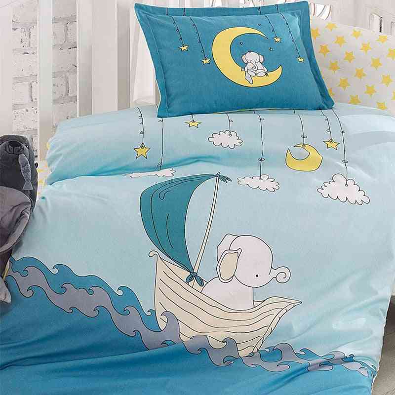 Baby Kids Printed Bedding Bed Set - Quilt Pillow, Crib Duvet Cradle Cotton