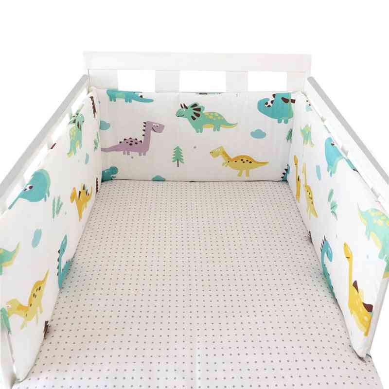Newborn Baby Crib, Printed Cotton Linen Cot Bumper Bed Protector