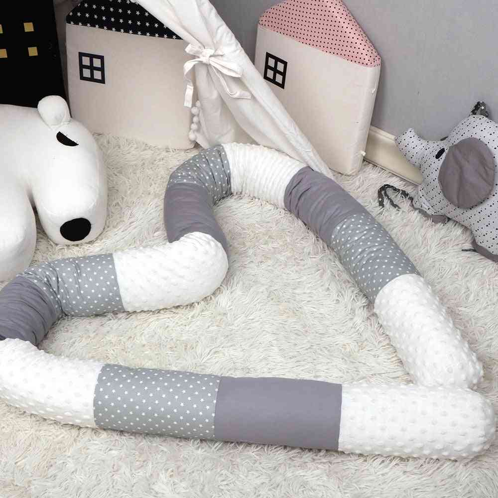 Nyfødt seng barneseng støtfanger - lang pute for småbarns sovepute barneseng gjerde - grå