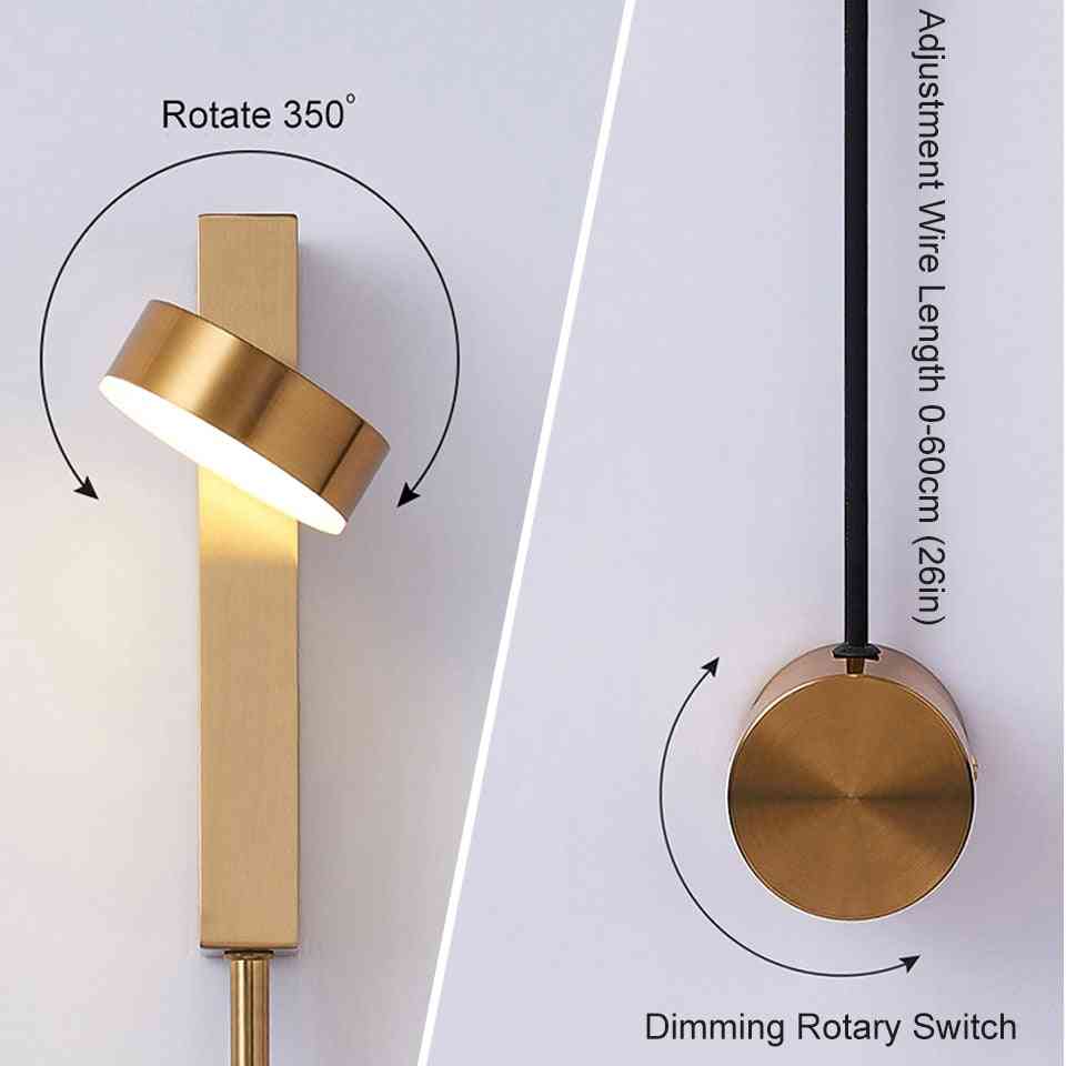 Vägglampor rotation dimreglage led-modern vägglampa