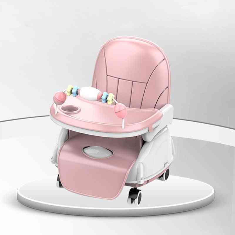 Opvouwbare eetkamerstoel voor kinderen, babyvoedingstafel en stoelverhoger - roze