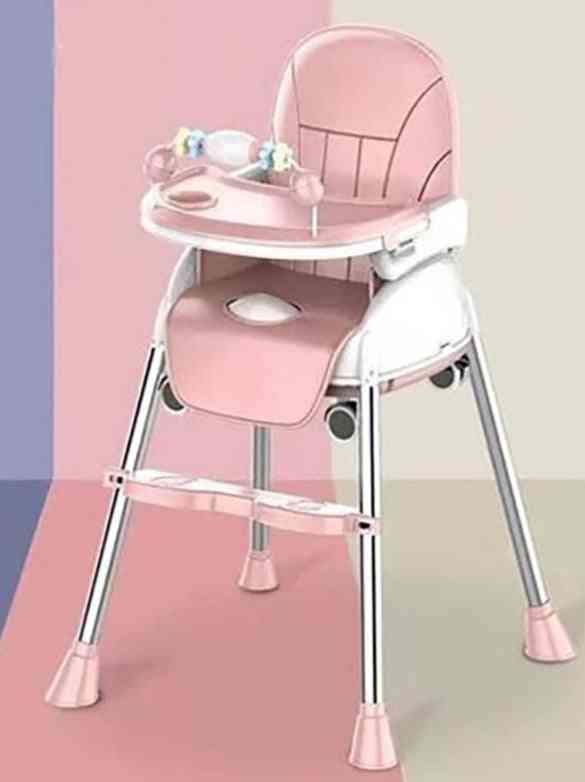 Opvouwbare eetkamerstoel voor kinderen, babyvoedingstafel en stoelverhoger - roze