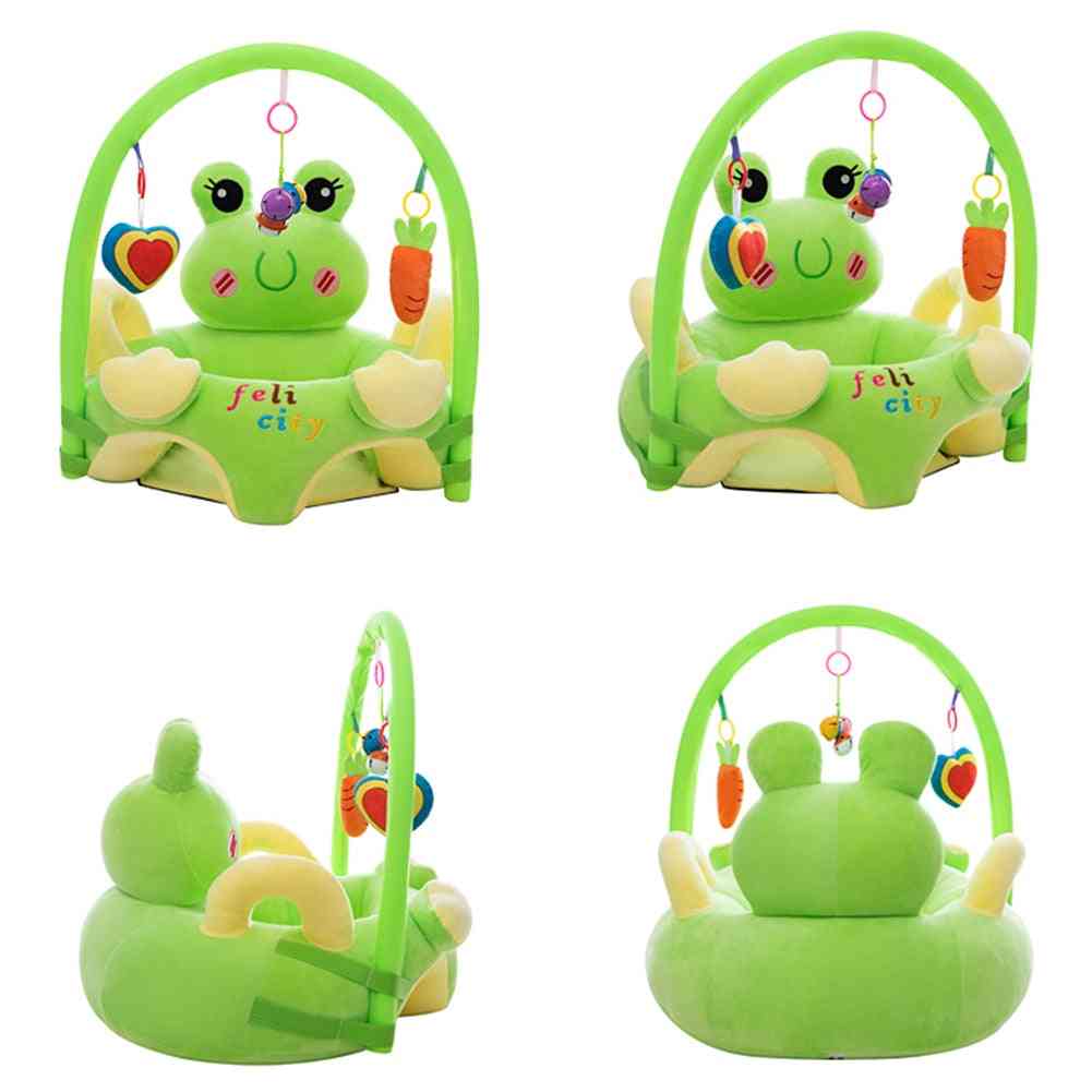Baby plys stol tegneserie læring sidde, småbørner pust vaskbar med stang legetøj uden fyld - 01