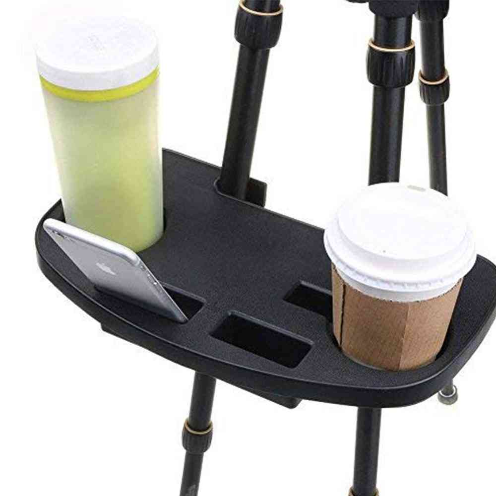 Scaun plajă pliantă laterală tavă pentru băuturi alimentare, scaun portabil masă laterală suport pentru ceașcă clip camping + 1 buc silicon coaster (negru)