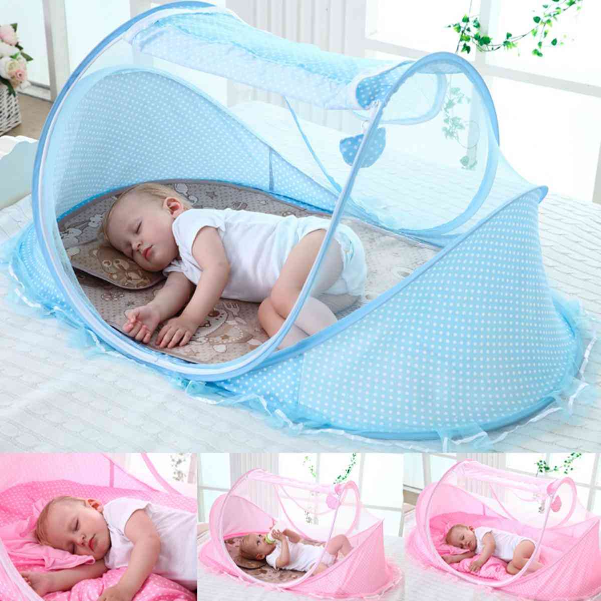 Breathable Mosquito Net With One Pillow For Baby Bed Crib