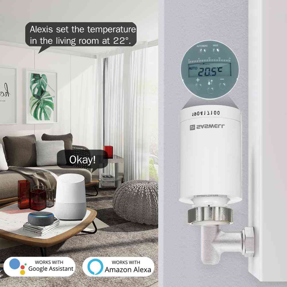 Inteligentny zestaw termostatu grzejnikowego, programowalny regulator temperatury -kompatybilny z amazon alexa google home - thormostat
