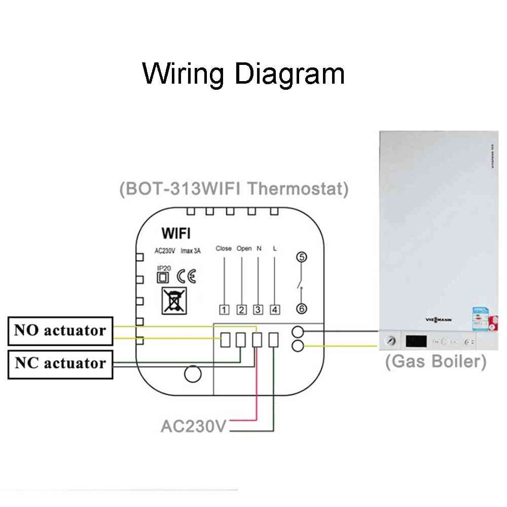 Termostato per riscaldamento caldaia a gas, regolatore di temperatura smart wifi per caldaie -lavora con alexa google home - bianco / 220-240v
