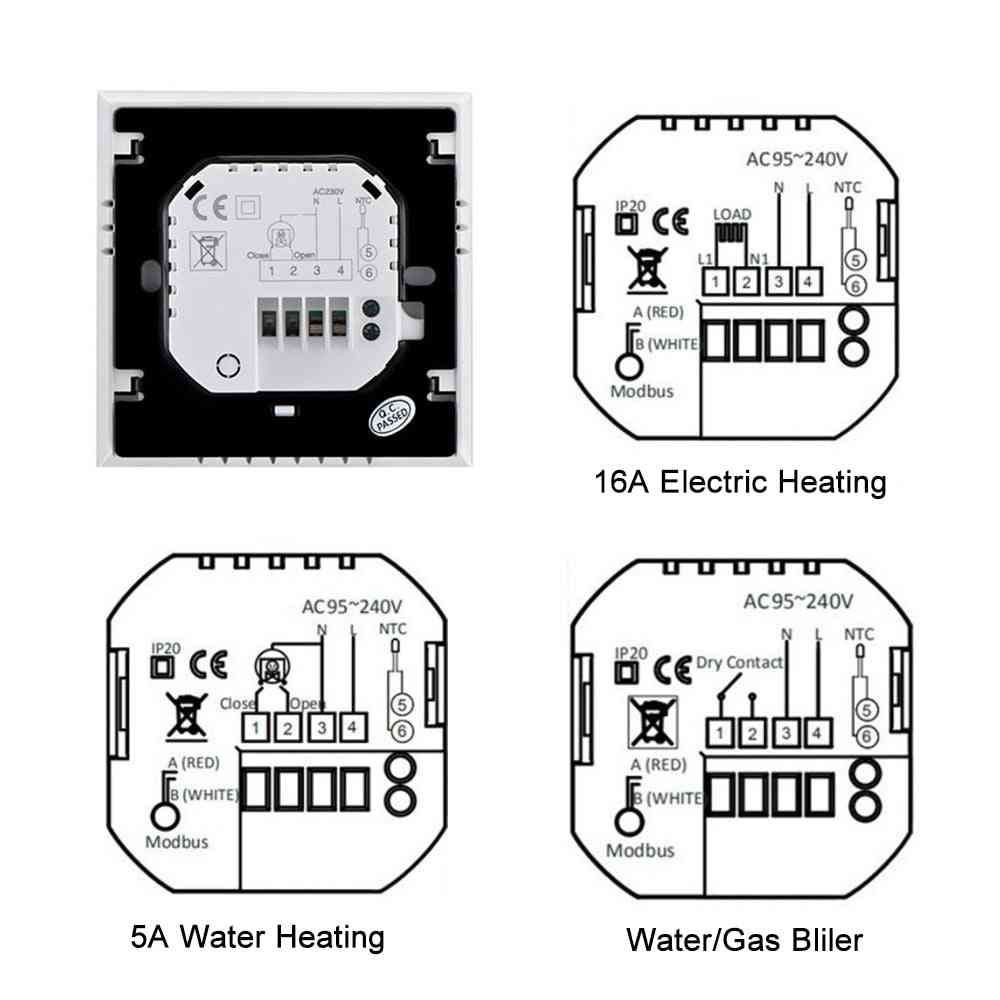 Tuya wifi smart termostat, temperaturregulator för vatten / elektrisk golvvärme / gaspanna - 16a eluppvärmning