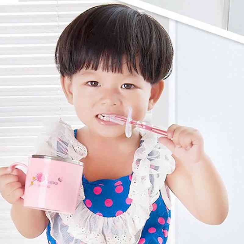 1pc silikone børnebinder træning tandbørster til børn baby tandbørste - spædbarn nyfødt børste værktøj - grøn