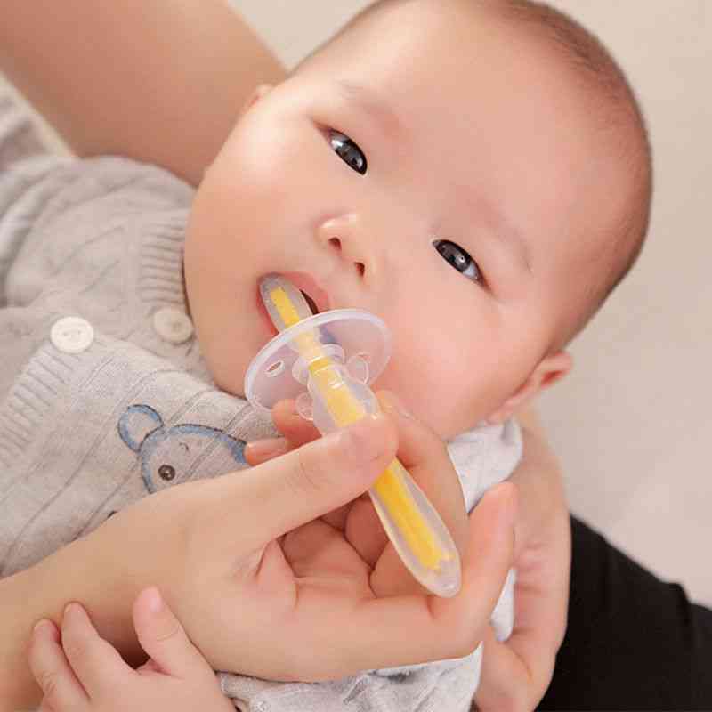 1pc silikone børnebinder træning tandbørster til børn baby tandbørste - spædbarn nyfødt børste værktøj - grøn