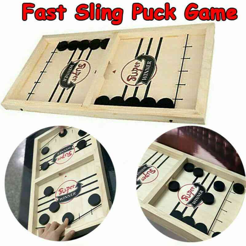Paced Sling Puck Winner Fun, Family Board Game, Fast Hockey