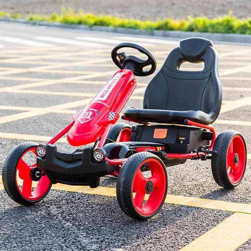 Børns elektriske køretøj, firehjulet pedalkart, dobbeltbruget hybrid selvbørnecykel - sort pedal