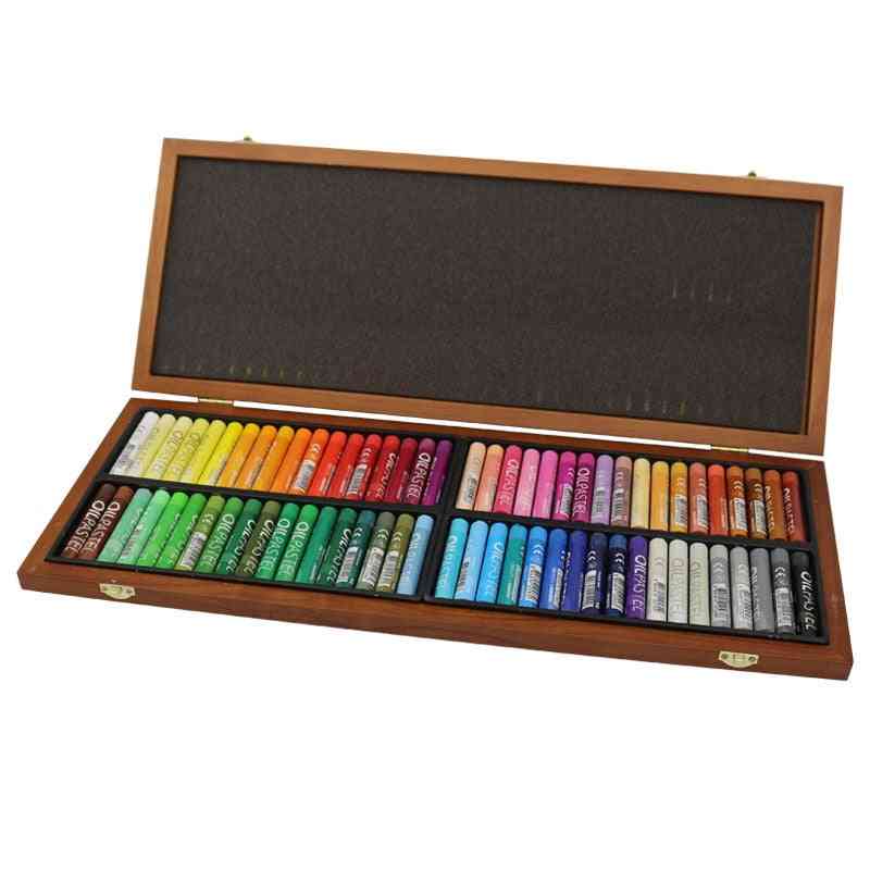 Palo de pintura de graffiti en colores pastel al óleo, juego de crayón suave al óleo portátil con caja de madera para estudiante (72 colores) -