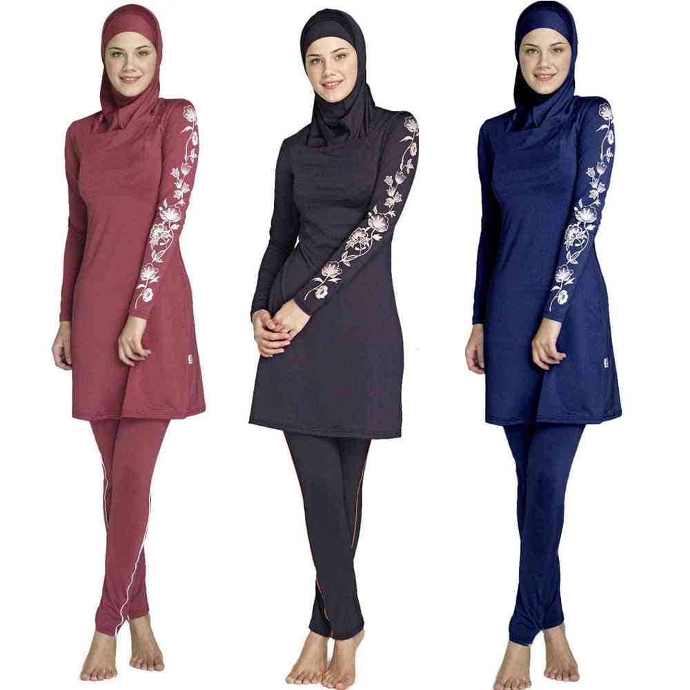Women Printed Floral Full Cover, Muslim Swimwear