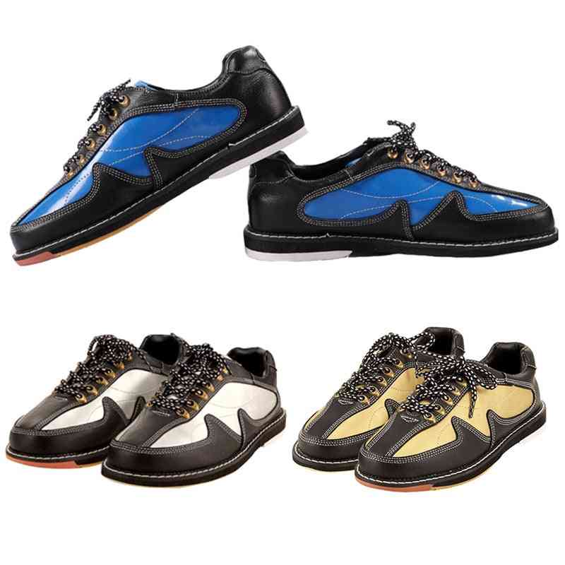 Mens Bowling Shoes, Skidproof Sole Breathable Sneakers, Soft Leather Trainers