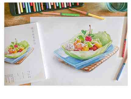Kleur-potlood tekenboek 32-klassiek heerlijk eten-potlood, schilderen leerboek studenten tutorial kunstboek