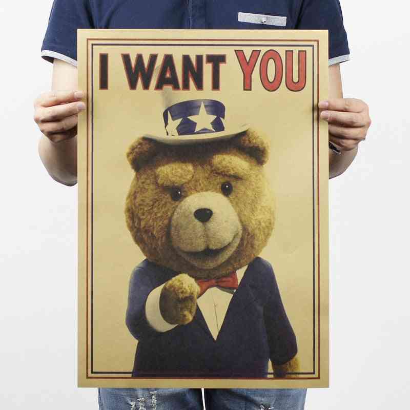 I Want You Teddy-bear Vintage Kraft Paper Classic Poster