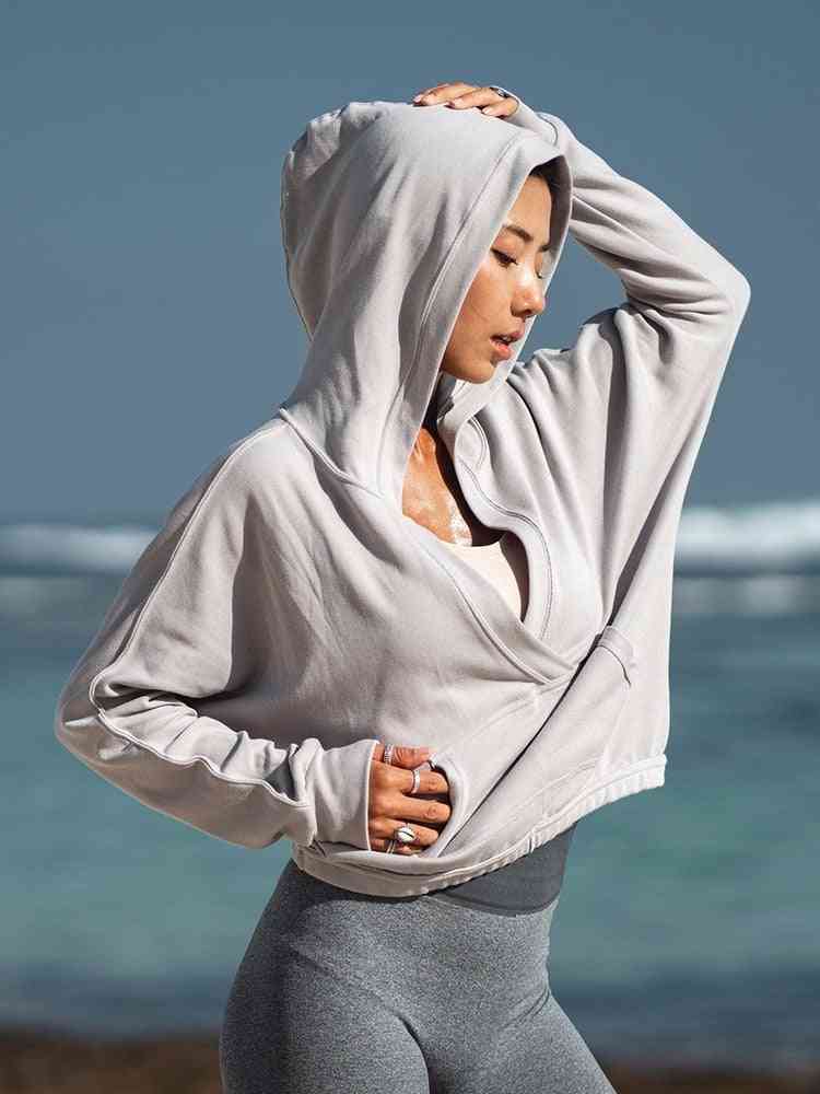 Cotton Women Hoodie, Sports Training Pullover- Loose Sweatshirt