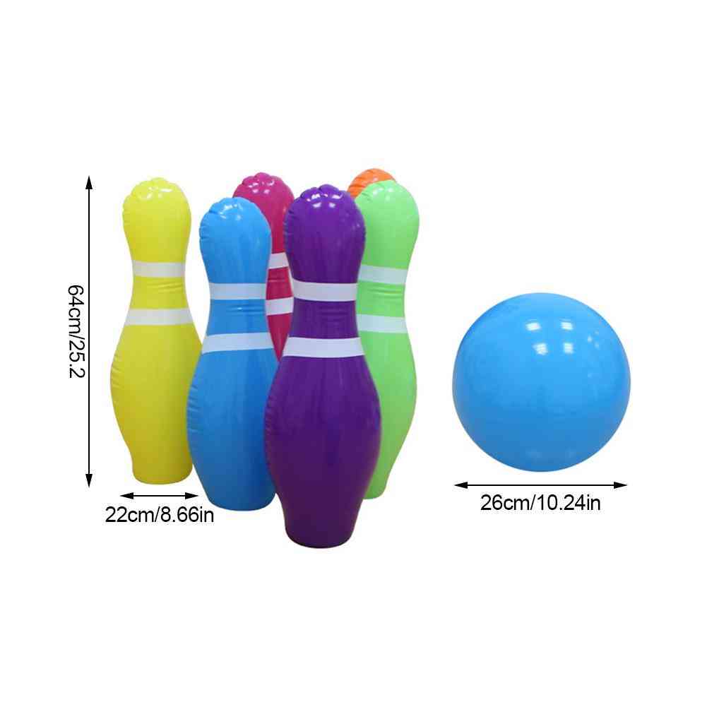 Juego de bolas inflables de pvc con 6 pines inflables y 1 bola para juegos en interiores y exteriores -
