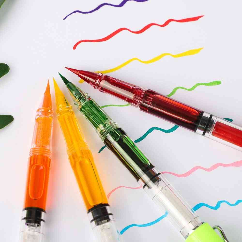 Genopfyld springvand penselpenne, kalligrafipenn til skrivning, maleri, skole- og kontorpapir
