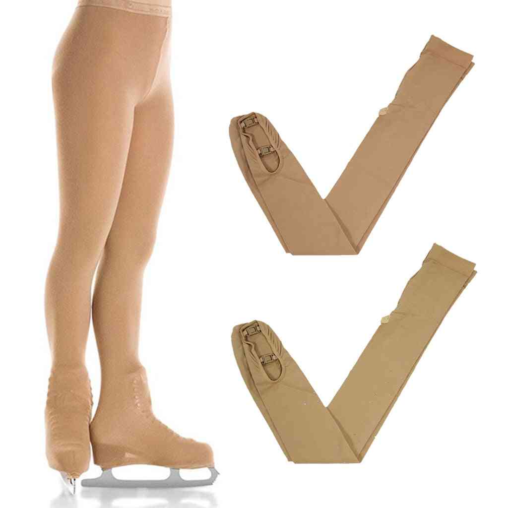 Sportswear Eiskunstlaufhose für Frauen, Mädchengamaschen, Strumpfhosen Schuhe bedecken Hosen mit Schnalle
