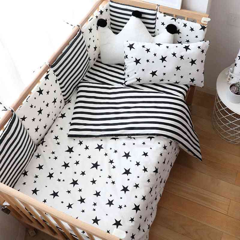 Nordic Striped Star Crib Bedding Set With Bumper For Newborns