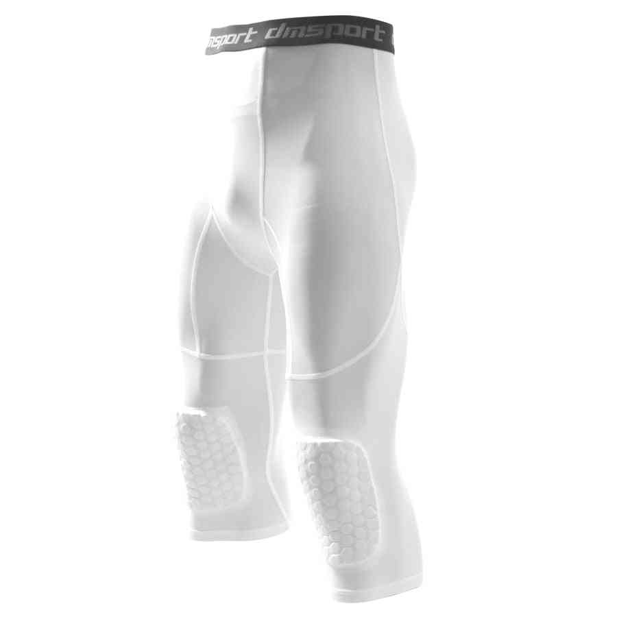 Men's Basketball Padded Three-quarter Tights Pants, With Knee Pads For Men