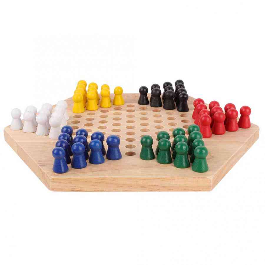 Checker spil sæt - træ pædagogisk bord børn klassisk halma, strategi familie spil stykker backgammon -