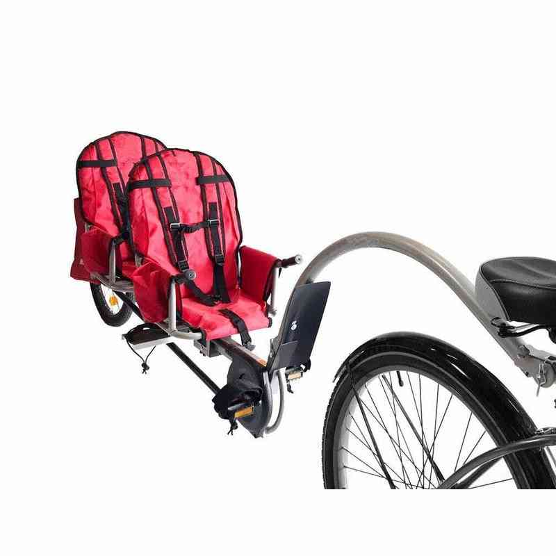 Remolque de bicicleta gemelos con conector, rueda de aire de acero -