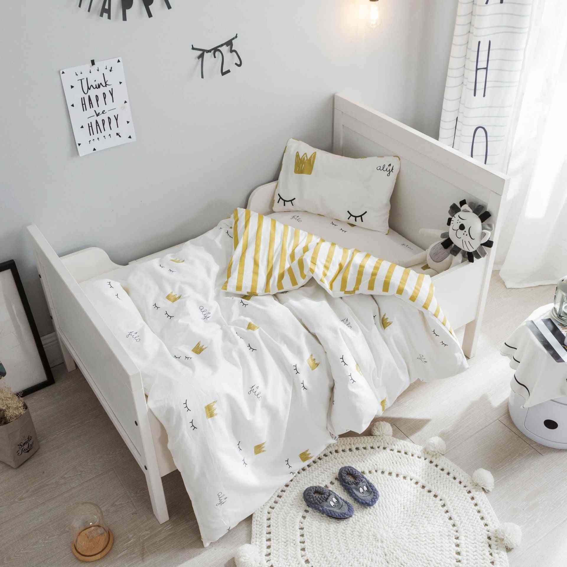 Baby Bedding Set For Boy Girl, Cartoon Soft Cotton Crib Bed