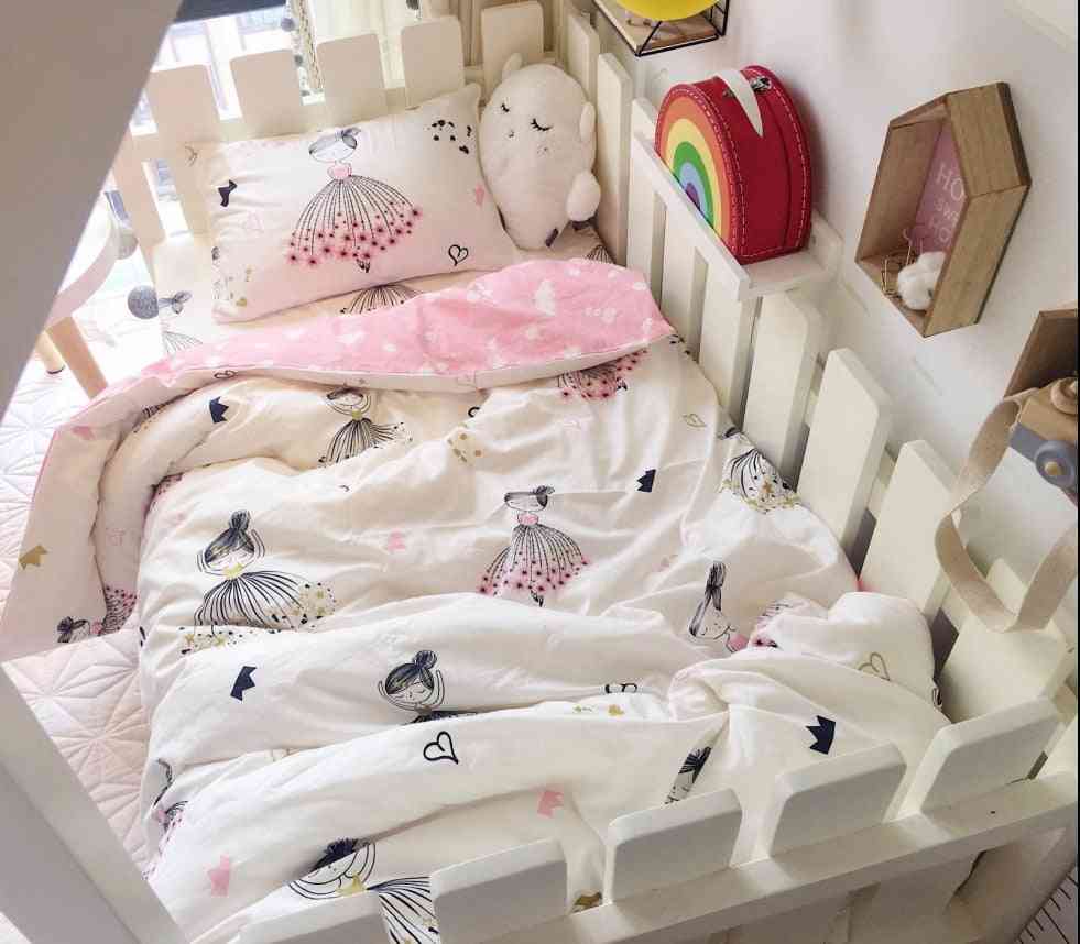 Detská posteľná súprava pre dievčatko, karikatúra z postieľky z mäkkej bavlny