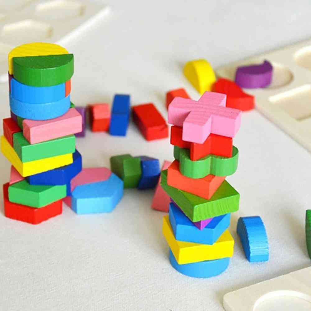Dětská dřevěná geometrická kostka, puzzle hračka