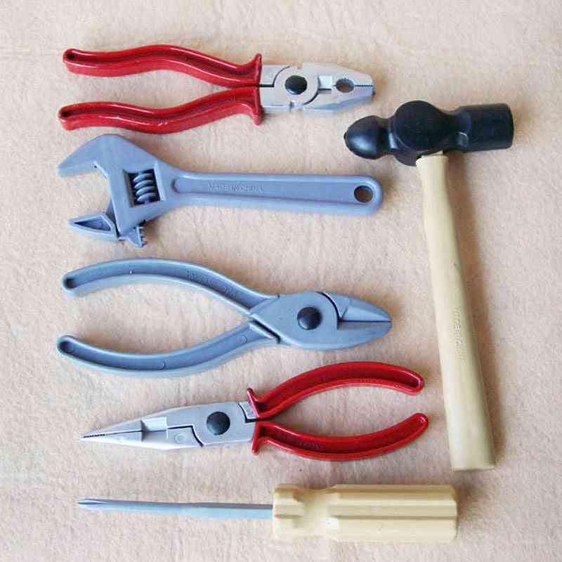 6pcs / set simulação de ferramenta de reparo brinquedo - manual de manutenção fingir jogar kits de ferramentas de chave de fenda / martelo de plástico, jogo de casa